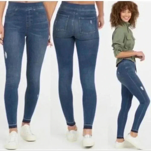SPANX Distressed Ankle‎ Skinny Jeans, Medium Wash size S - Picture 1 of 11